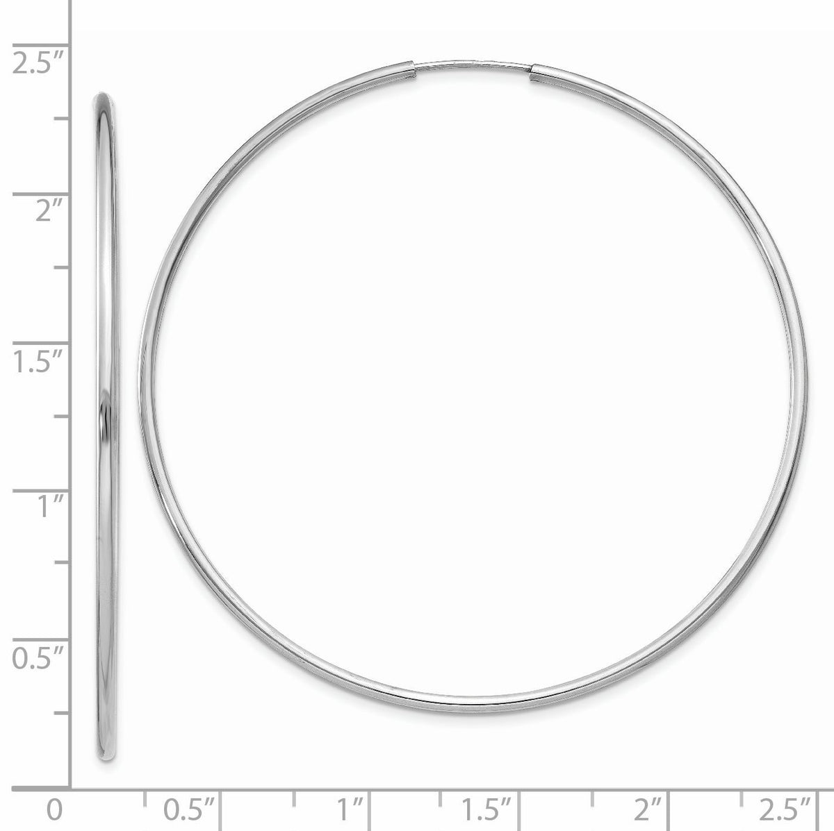 14k White Gold 1.5mm Polished Endless Hoop Earrings-XY1191