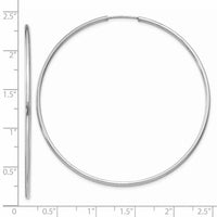 14k White Gold 1.5mm Polished Endless Hoop Earrings-XY1191