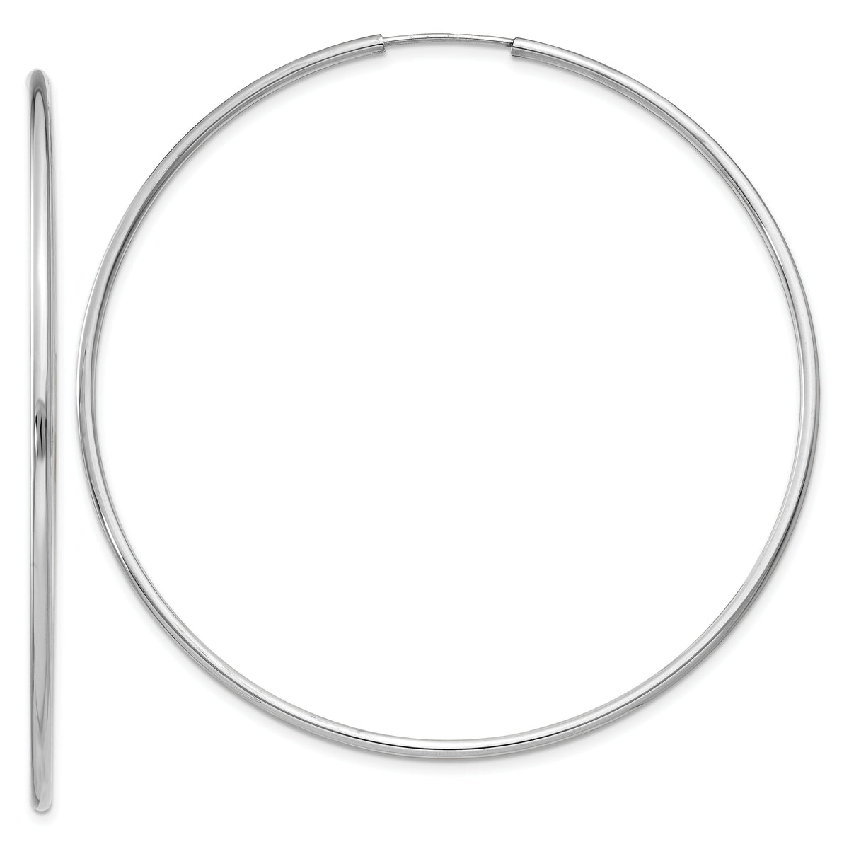 14k White Gold 1.5mm Polished Endless Hoop Earrings-XY1191