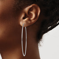 14k White Gold 1.5mm Polished Endless Hoop Earrings-XY1192