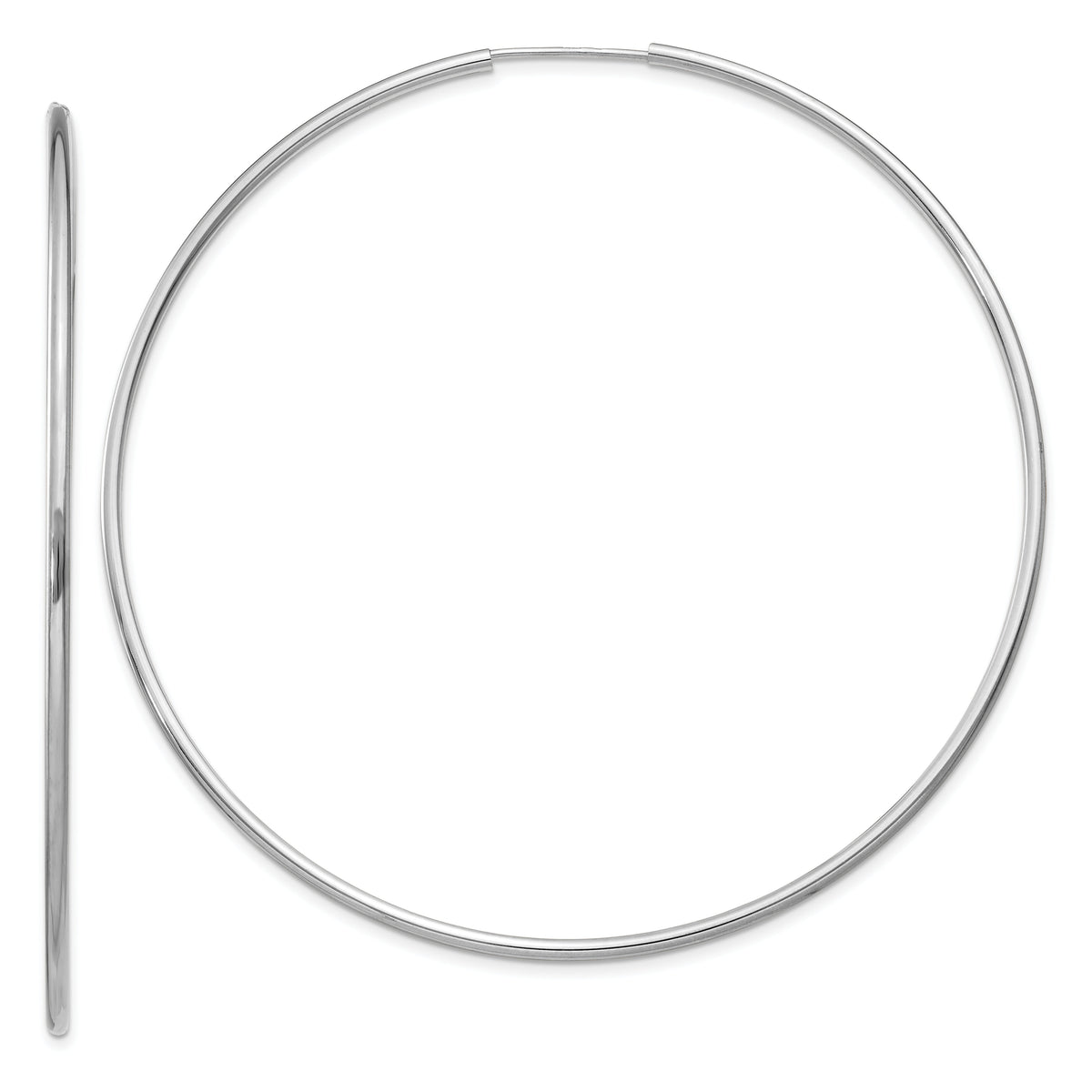14k White Gold 1.5mm Polished Endless Hoop Earrings-XY1192