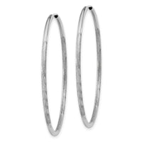 14k White Gold 1.5mm Diamond-cut Endless Hoop Earrings-XY1193