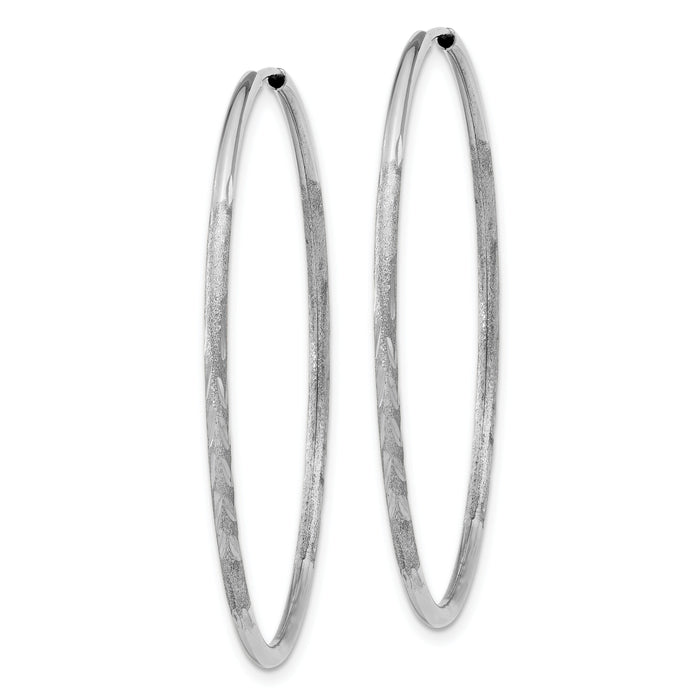 14k White Gold 1.5mm Diamond-cut Endless Hoop Earrings-XY1193