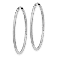 14k White Gold 1.5mm Diamond-cut Endless Hoop Earrings-XY1194