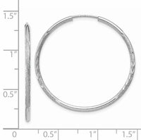14k White Gold 1.5mm Diamond-cut Endless Hoop Earrings-XY1194
