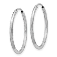 14k White Gold 1.5mm Diamond-cut Endless Hoop Earrings-XY1195