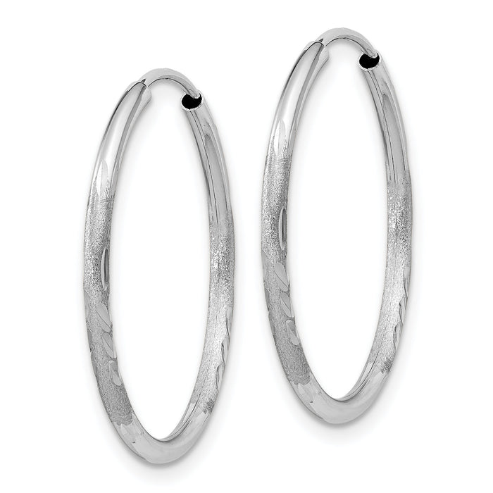 14k White Gold 1.5mm Diamond-cut Endless Hoop Earrings-XY1195