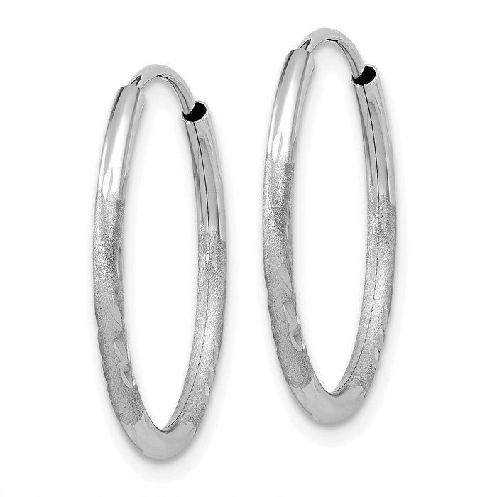 14k White Gold 1.5mm Diamond-cut Endless Hoop Earrings-XY1196