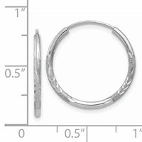 14k White Gold 1.5mm Diamond-cut Endless Hoop Earrings-XY1196