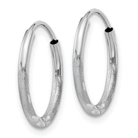 14k White Gold 1.5mm Diamond-cut Endless Hoop Earrings-XY1197