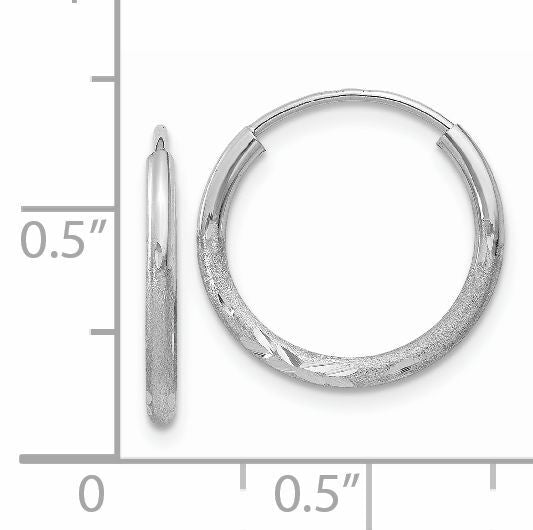 14k White Gold 1.5mm Diamond-cut Endless Hoop Earrings-XY1197