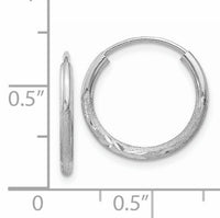 14k White Gold 1.5mm Diamond-cut Endless Hoop Earrings-XY1197