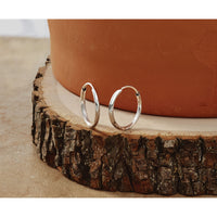 14k White Gold 1.5mm Diamond-cut Endless Hoop Earrings-XY1197
