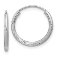 14k White Gold 1.5mm Diamond-cut Endless Hoop Earrings-XY1197
