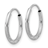 14k White Gold 1.5mm Diamond-cut Endless Hoop Earrings-XY1198