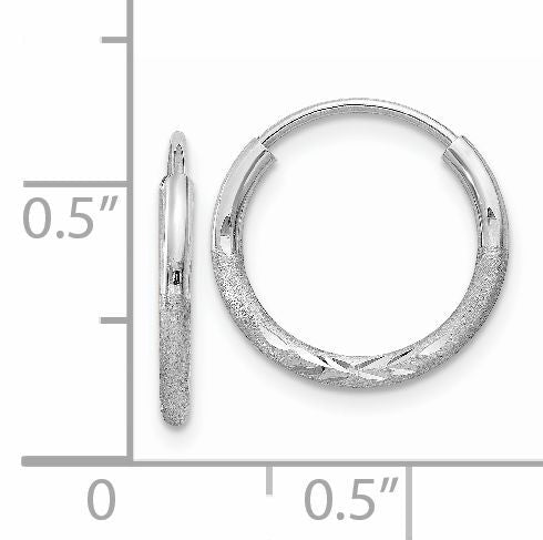 14k White Gold 1.5mm Diamond-cut Endless Hoop Earrings-XY1198