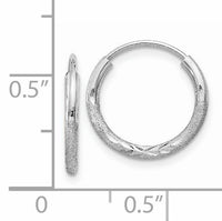 14k White Gold 1.5mm Diamond-cut Endless Hoop Earrings-XY1198