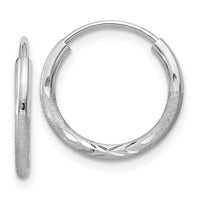 14k White Gold 1.5mm Diamond-cut Endless Hoop Earrings-XY1198