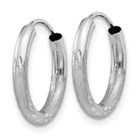 14k White Gold 2mm Diamond-cut Endless Hoop Earrings-XY1199