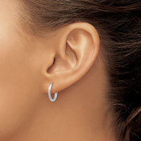 14k White Gold 2mm Diamond-cut Endless Hoop Earrings-XY1199