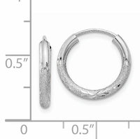 14k White Gold 2mm Diamond-cut Endless Hoop Earrings-XY1199