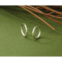 14k White Gold 2mm Diamond-cut Endless Hoop Earrings-XY1199