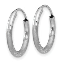 14k White Gold 2mm Diamond-cut Endless Hoop Earrings-XY1200