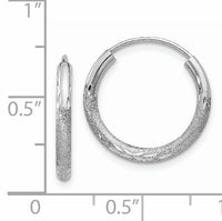 14k White Gold 2mm Diamond-cut Endless Hoop Earrings-XY1200