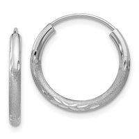 14k White Gold 2mm Diamond-cut Endless Hoop Earrings-XY1200