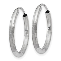 14k White Gold 2mm Diamond-cut Endless Hoop Earrings-XY1201