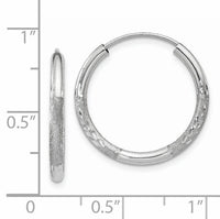 14k White Gold 2mm Diamond-cut Endless Hoop Earrings-XY1201