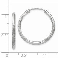 14k White Gold 2mm Diamond-cut Endless Hoop Earrings-XY1202