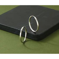 14k White Gold 2mm Diamond-cut Endless Hoop Earrings-XY1202