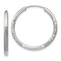 14k White Gold 2mm Diamond-cut Endless Hoop Earrings-XY1202