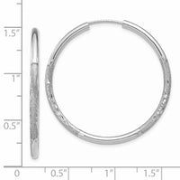 14k White Gold 2mm Diamond-cut Endless Hoop Earrings-XY1203