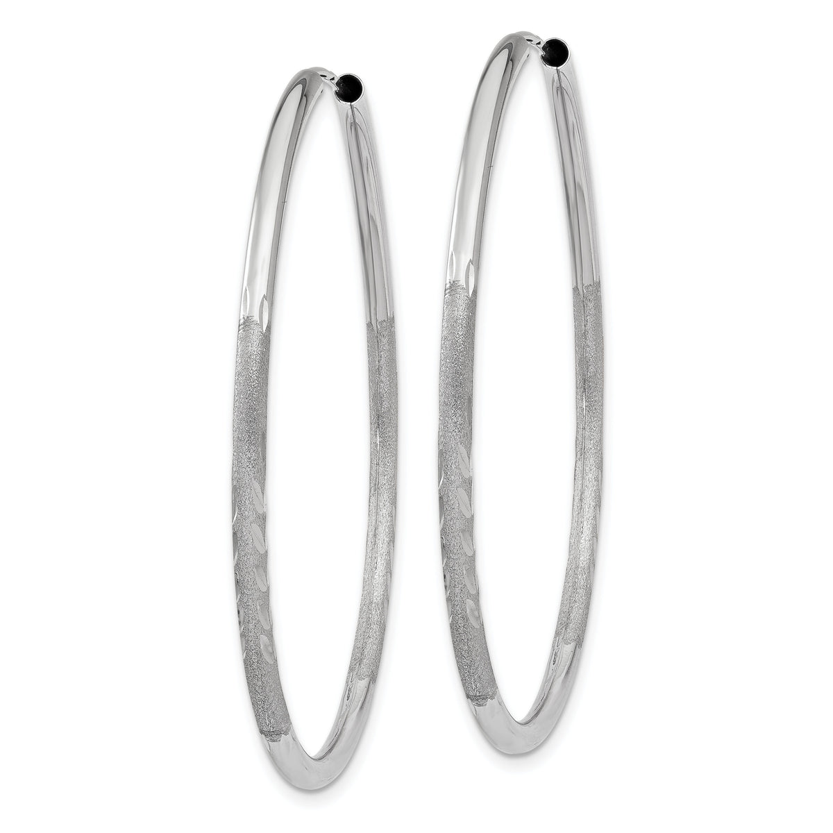 14k White Gold 2mm Diamond-cut Endless Hoop Earrings-XY1204