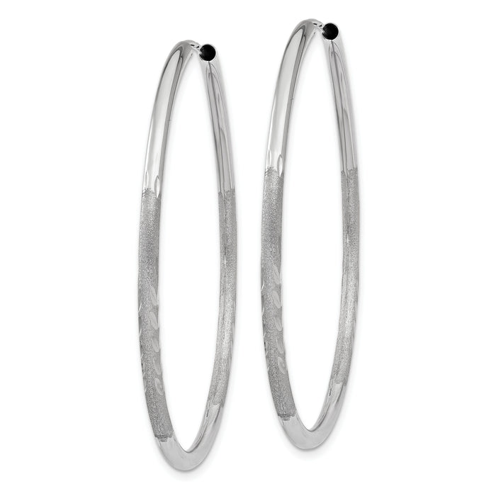 14k White Gold 2mm Diamond-cut Endless Hoop Earrings-XY1204