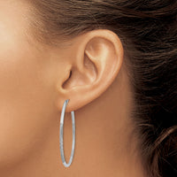 14k White Gold 2mm Diamond-cut Endless Hoop Earrings-XY1204