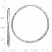14k White Gold 2mm Diamond-cut Endless Hoop Earrings-XY1204