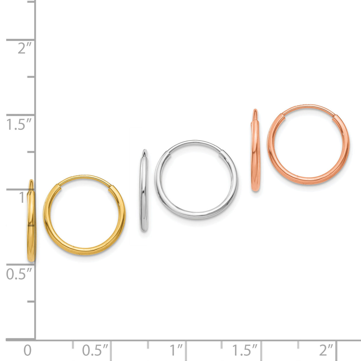 14k 1.20mm YG/WG/RG Endless Hoop Earring Set-XY1210SET