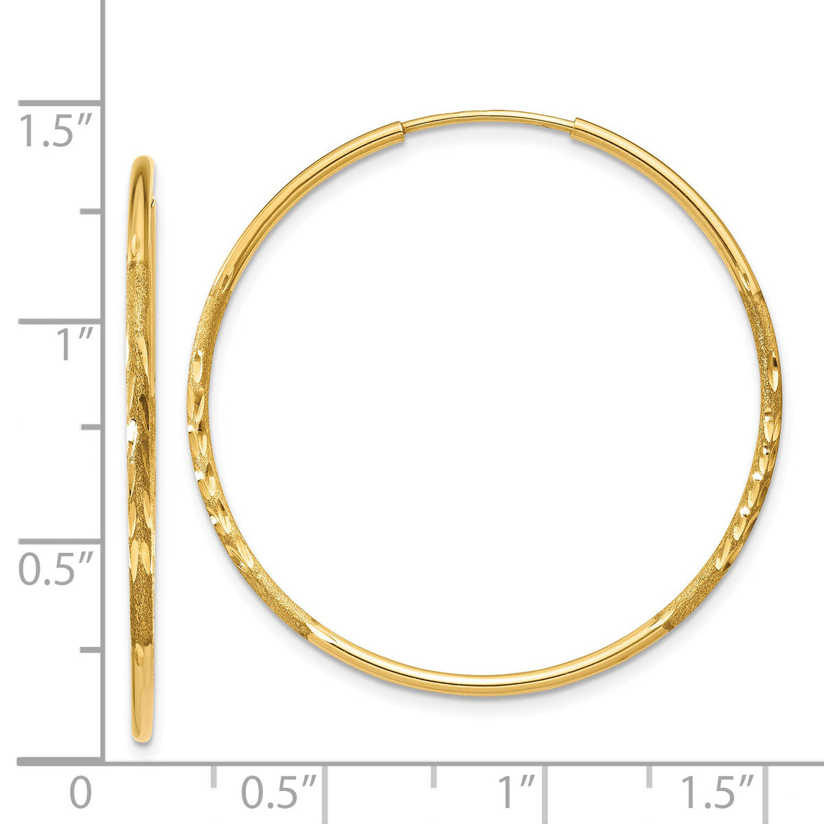 14k 1.20mm Diamond-cut Endless Hoop Earring-XY1215