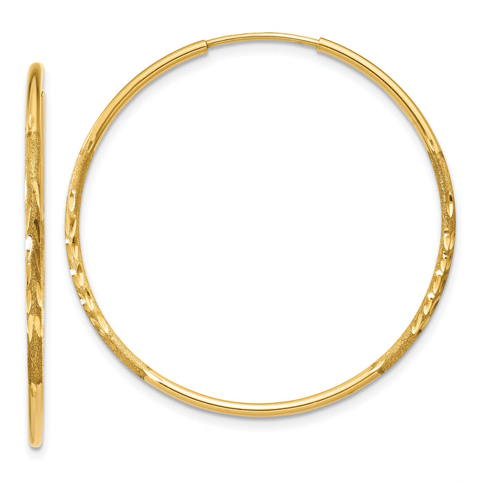 14k 1.20mm Diamond-cut Endless Hoop Earring-XY1215