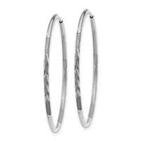14K White Gold 1.20mm Diamond-cut Endless Hoop Earring-XY1215W
