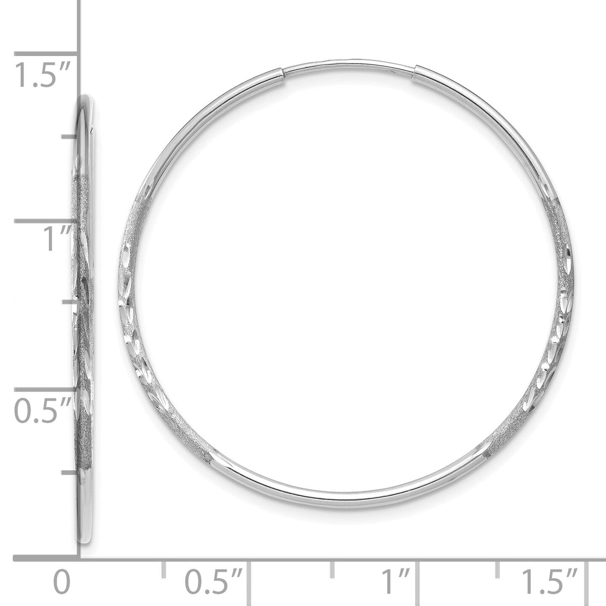 14K White Gold 1.20mm Diamond-cut Endless Hoop Earring-XY1215W