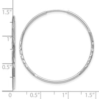 14K White Gold 1.20mm Diamond-cut Endless Hoop Earring-XY1215W