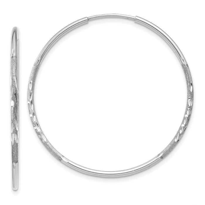 14K White Gold 1.20mm Diamond-cut Endless Hoop Earring-XY1215W