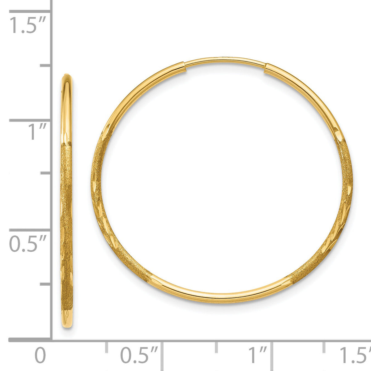 14k 1.20mm Diamond-cut Endless Hoop Earring-XY1216