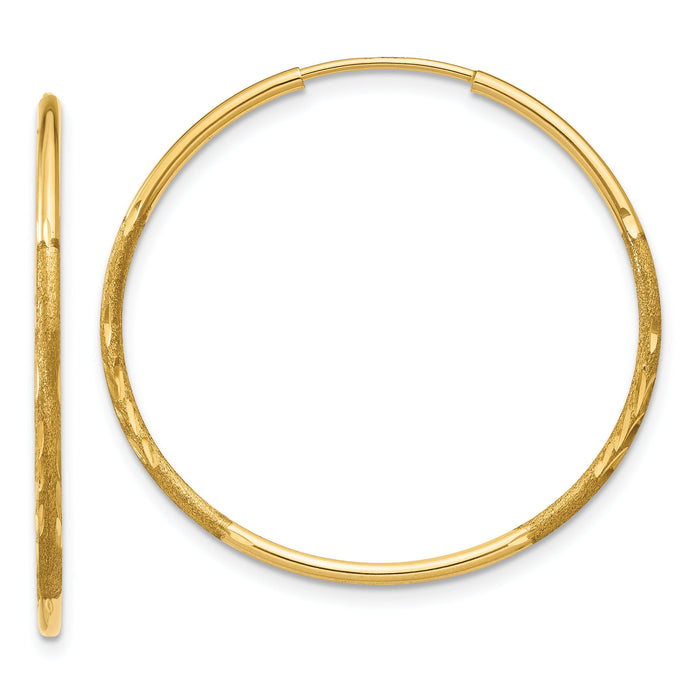 14k 1.20mm Diamond-cut Endless Hoop Earring-XY1216