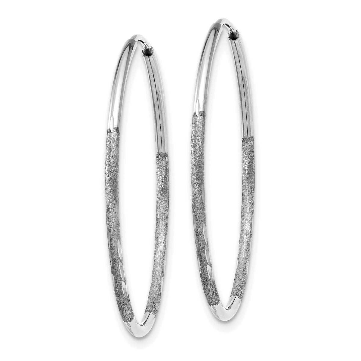 14K White Gold 1.20mm Diamond-cut Endless Hoop Earring-XY1216W