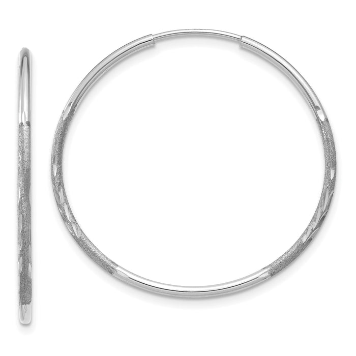 14K White Gold 1.20mm Diamond-cut Endless Hoop Earring-XY1216W